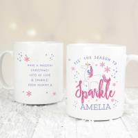 Personalised Unicorn Season to Sparkle Christmas Mug Extra Image 1 Preview